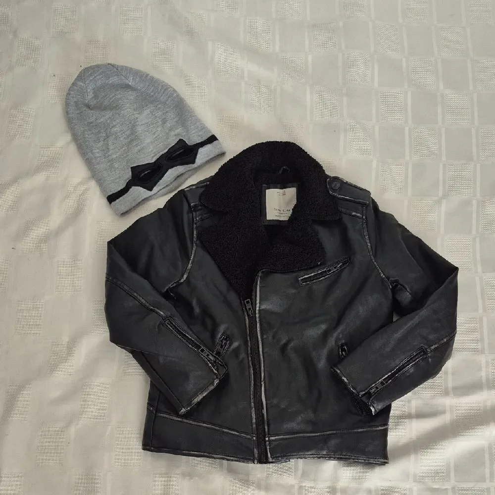 Zara Black Kids Faux Leather with Gray Hat - Picture 3 of 16